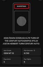 Justin Herbert ⚡ PSA 10 Auto Donruss Elite RC 27/49 RED TURN OF THE CENTURY ⚡