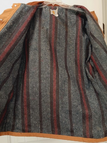 Vtg Carhartt Hunting Jacket Duck Canvas Blanket Lined XL Distressed USA 90s - Picture 11 of 24