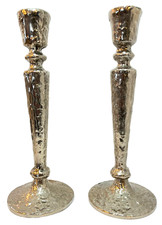 Vintage Tall Godinger Shiny Silver Shabbat Candle Holders Judaism Judaica Jewish