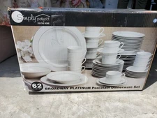 New Broadway 62 Piece Porcelain Platinum Dinnerware