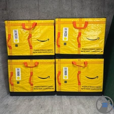 LOT OF 4 PREMIUM AMAZON COURIER DELIVERY CURRENT STYLE TOTE BAGS 28x24x20 YELLOW