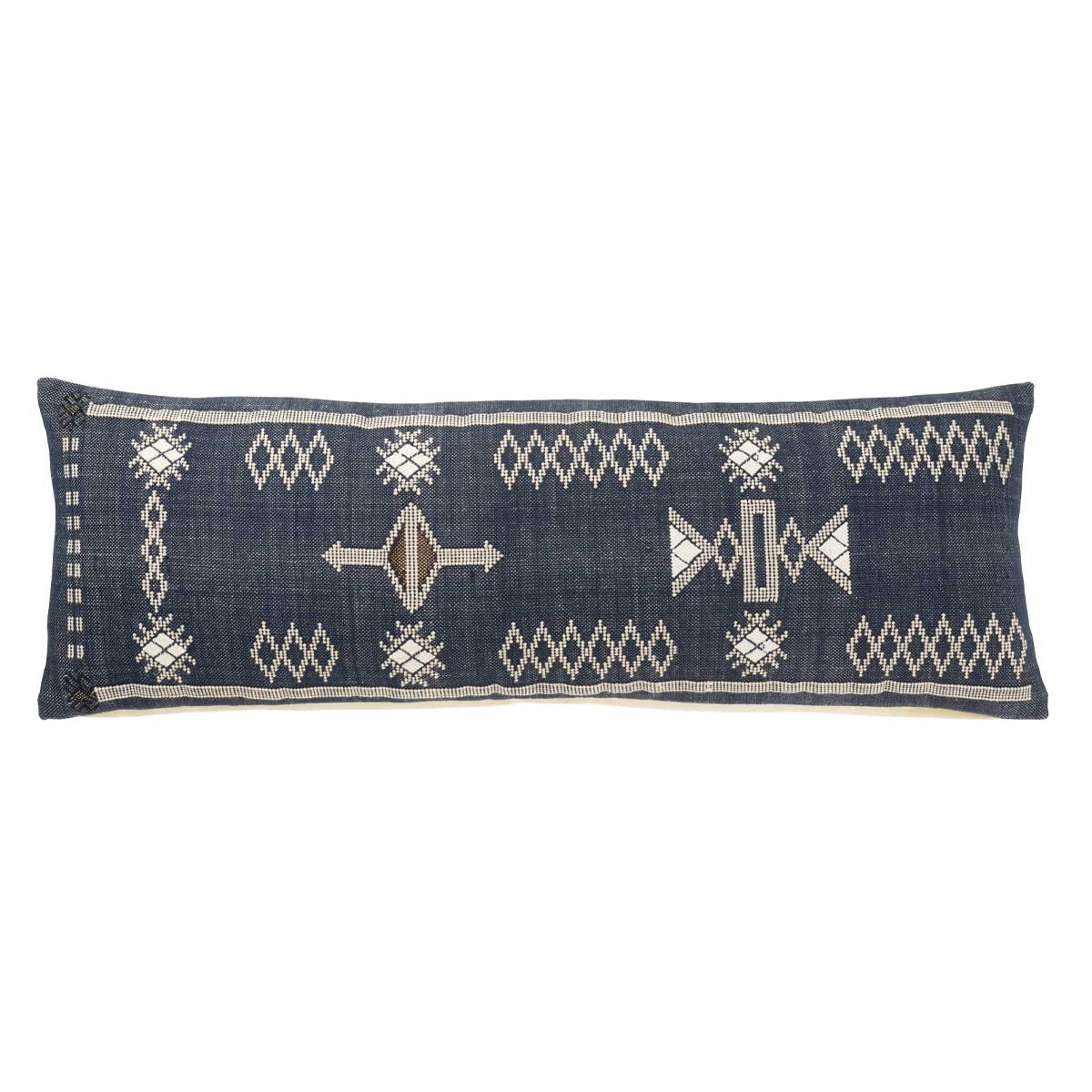 Coussin de soutien lombaire en coton bleu foncé 35x100cm pour améliorer le confort du dos