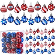 32 Pcs 4th of July Tree Decorations Patriotic Hanging Ball Ornaments for Tree 25