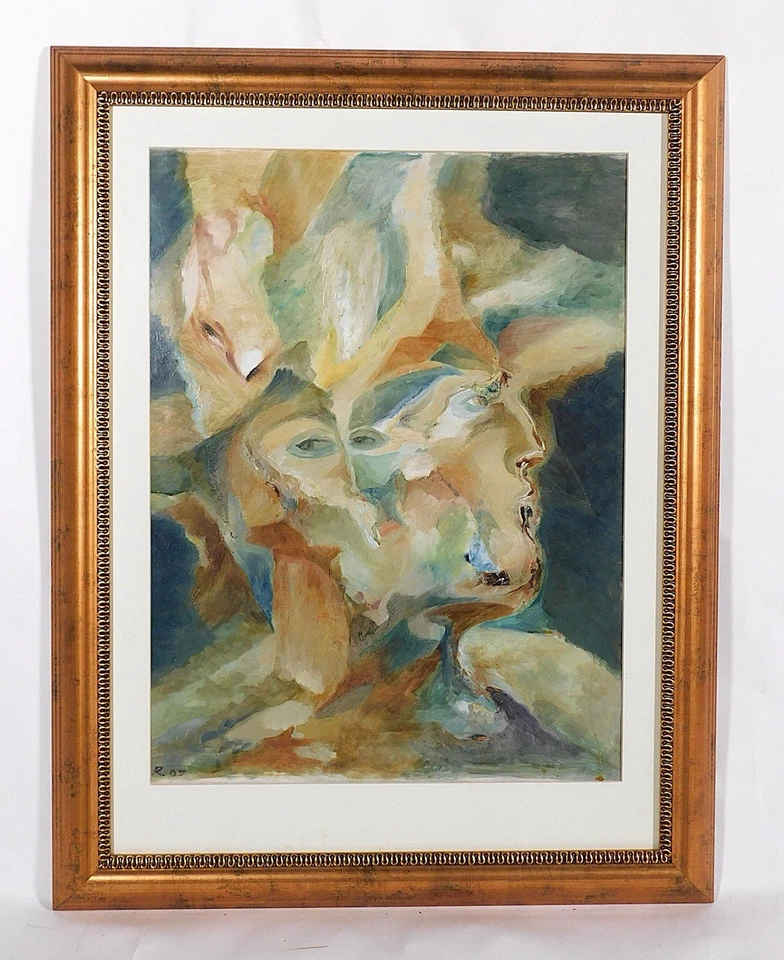 Boris Rakhamimov (ruso/estadounidense, 1950-2023), retrato surrealista, pintura al óleo Foto 2 de 3