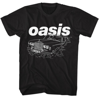 Oasis Band Be Here Now Outline Sunken Rolls Royce Men's T Shirt Rock Music Merch