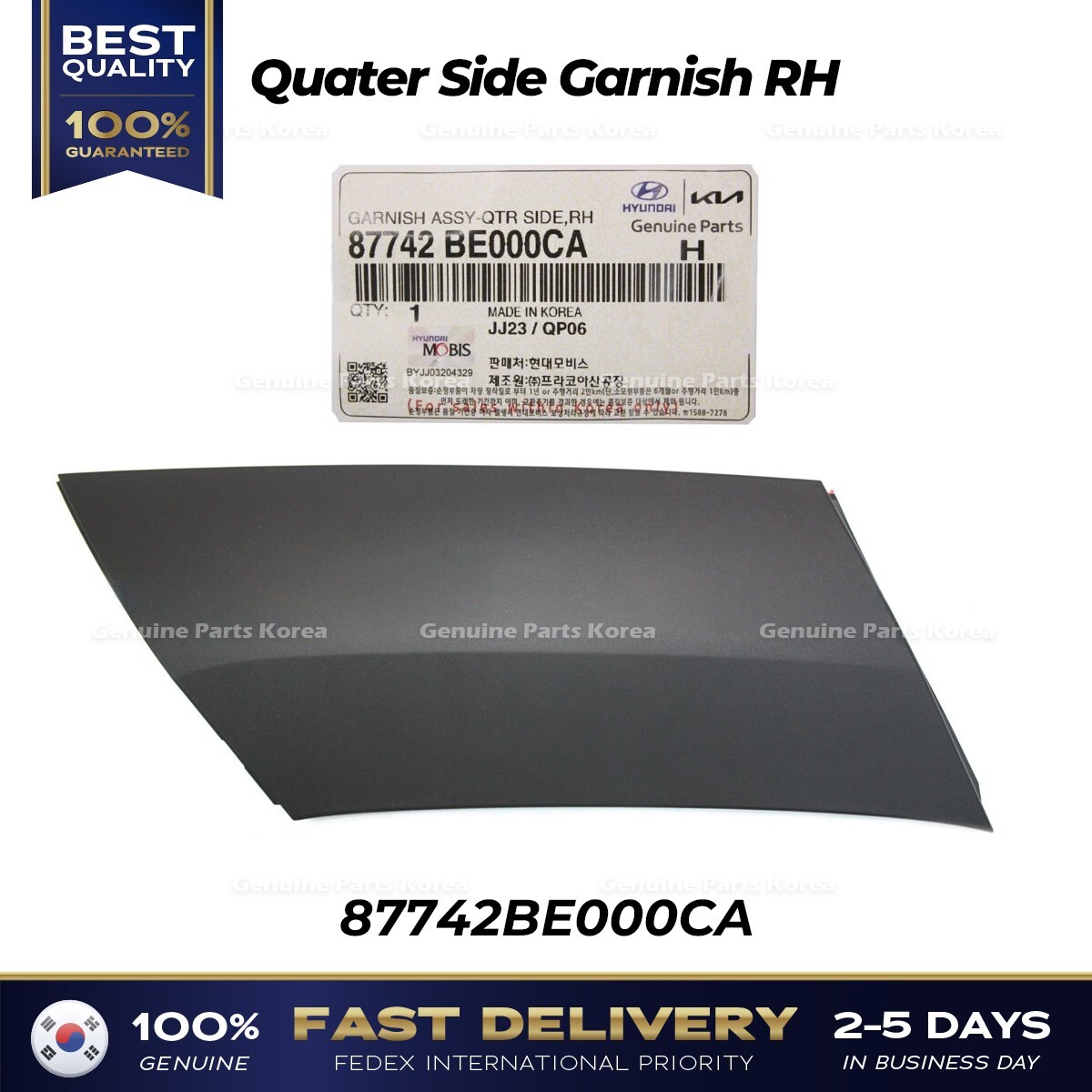 ⭐Genuine⭐ Quater Side Garnish RH 87742BE000CA for Hyundai