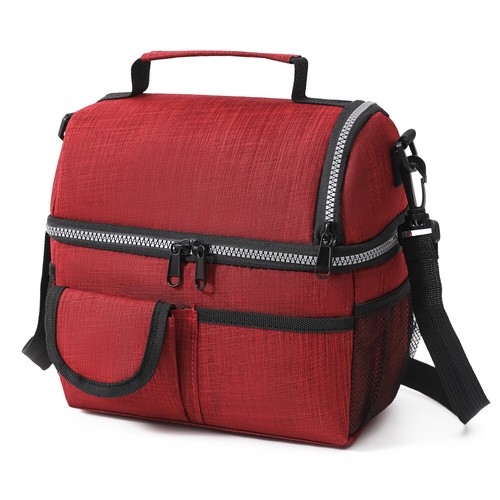 Bolsa de almuerzo de doble cubierta doble compartimento para adultos mujeres hombres trabajo oficina aislada - Imagen 22 de 27