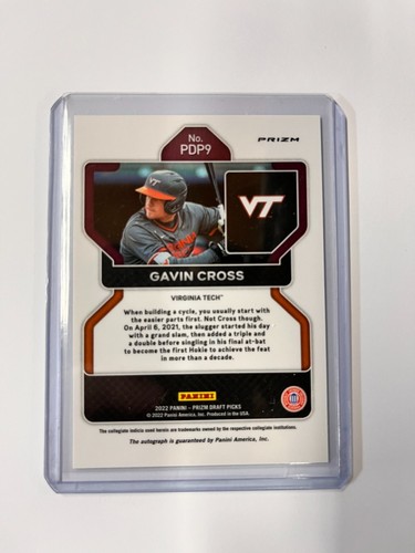 2022 Prizm Draft Gavin Cross Silber Prizm Refraktor Auto RC Virginia/Royals - Bild 2 von 2