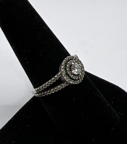 PANDORA Sterlingsilber runder Doppel Halo Kristall 925 Ale Marke Ringgröße 9,5 - Bild 2 von 5