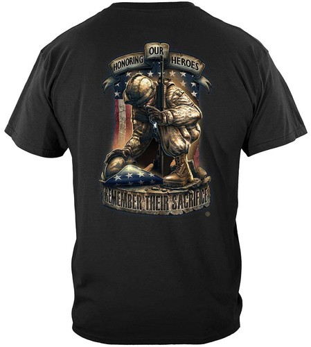 Honor Our Heroes Military 100% Cotton Black T-Shirt