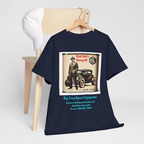 Vintage Big Tuna Speed Equipment Slick Dicks Motor Oil Can Retro Tee, Unisex - Picture 76 of 97