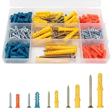 230Pcs Plastic Drywall Wall Anchors and Screws Kit,Assortment Colors Plastic Anc
