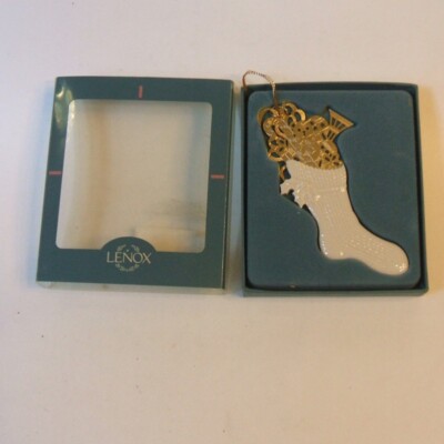 Lenox Stocking Ornament Christmas Gold Collection 1996 Ivory and Gold MIB