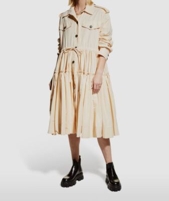 beige cargo dress $1590 Unttld Women's Indiana Tiered Midi Size 6 Ashleigh stretch cotton cargo