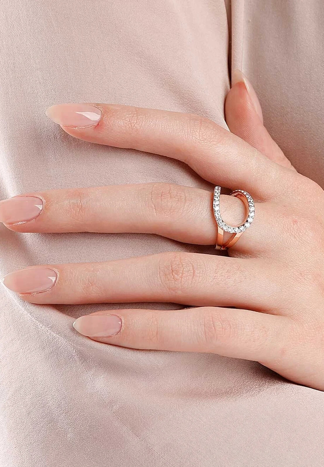 Bague BRONZALLURE SHINY en plaqué or rose et oxydes étincelants