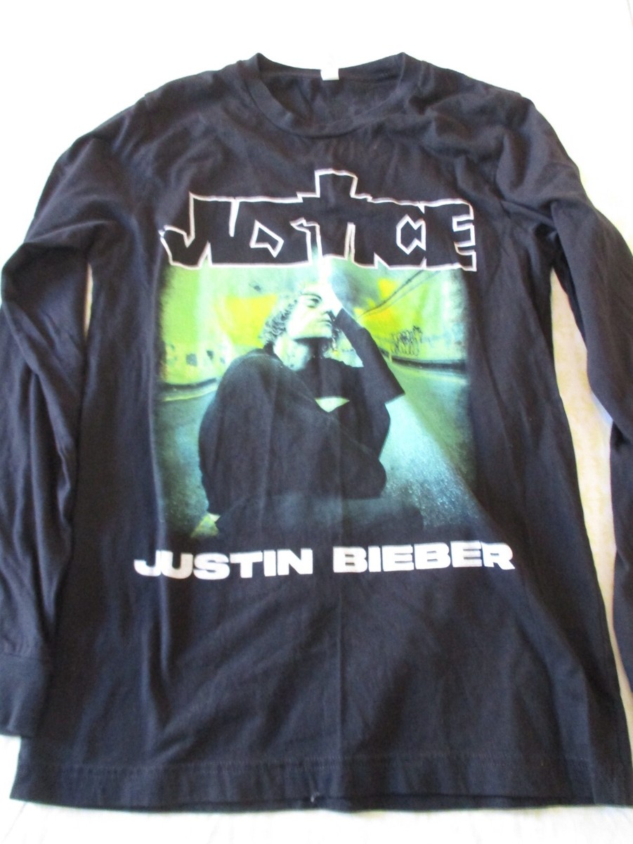 Justin Bieber Justice World Tour Shirt Adult Size Med M Black Long