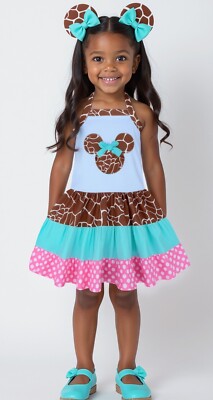 Minnie Mouse Giraffe Print Animal Kingdom Dress | Minnie Mouse Girl Dress