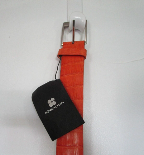 Krocoa Cayman Krokodil Gr. 34 Gürtel Vertikales Horn Rückschnitt Orange - Bild 2 von 7