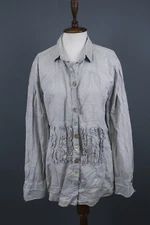 Bottega Gray Multi Button Long Sleeve Button Down Top Blouse Shirt Size XXL