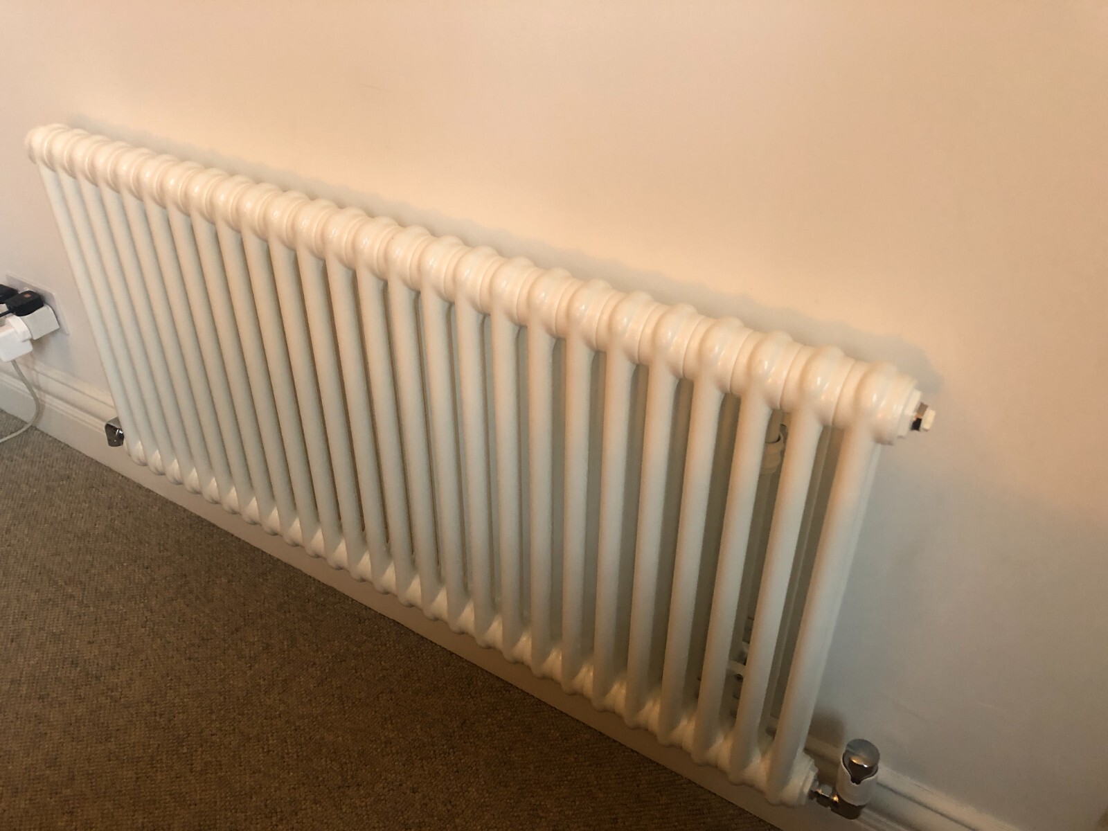 Castrads Florence stainless steel 2 column radiator with wall ties and