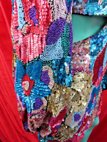 ASOS DESIGN mini dress L/SL cut out floral embellished sequins UK 16 RRP £230 - Picture 14 of 21