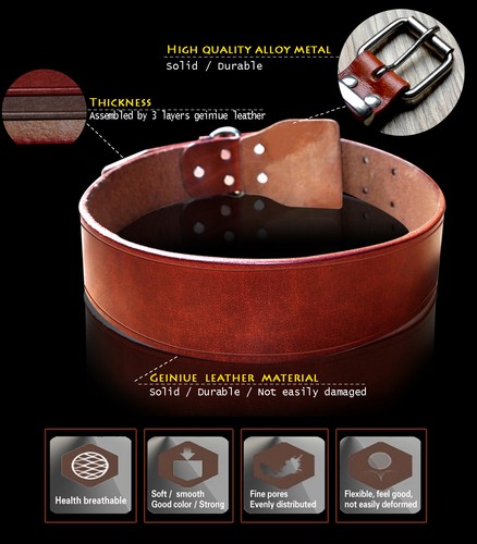 Genuine Leather Dog Collar Durable Alloy Hardware for Medium Extra Large Dogs - Picture 4 of 17