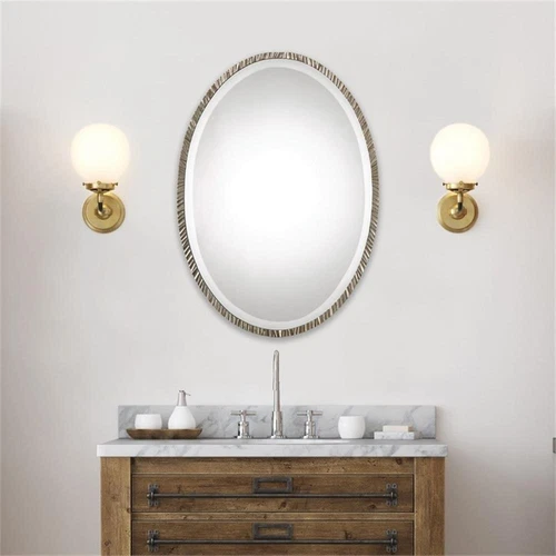 Uttermost Annadel Oval Metal and MDF Wood Wall Mirror in Nickel - Picture 5 of 6
