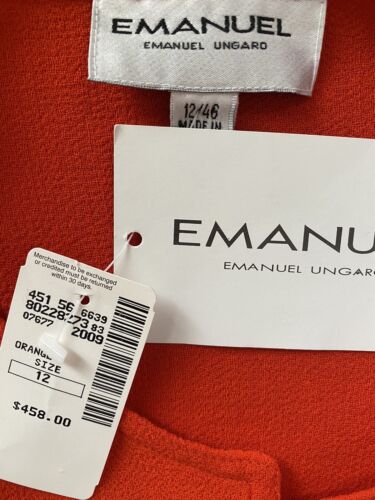 New w Tags $485 Emanuel Ungaro Belted Open Front Jacket Bright Orange Jacket 12 - Picture 4 of 7