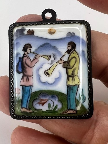 Antik (russisch?) Fliesenanhänger und Brosche - Bild 6 von 8