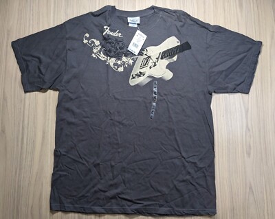 T-Shirt Fender Homme - Noir - Taille L - Graphic Guitare - Look Vintage