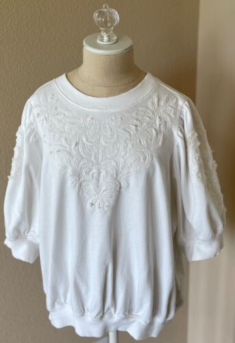 ANTHROPOLOGIE Sudadera Corta Bordada Puff Manga Corta 1X DEFECTOS TALLA GRANDE - Imagen 4 de 11