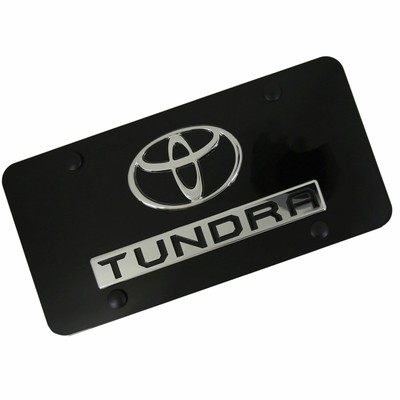 Toyota Dual Logo Tundra License Plate (Chrome on Black) | eBay