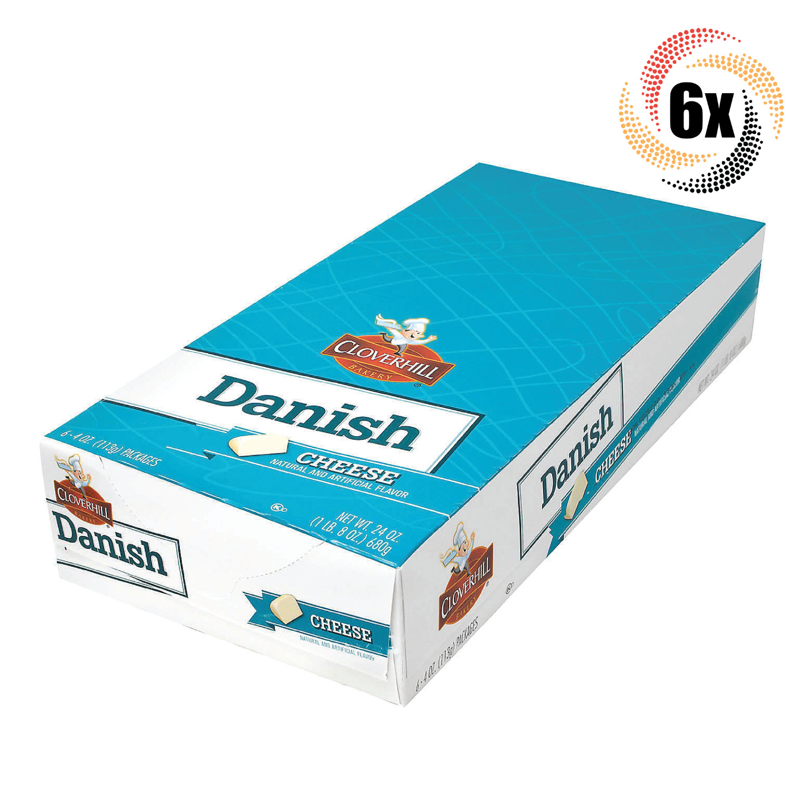 Полная коробка из 6 упаковок сыра Cloverhill Bakery со вкусом датского 4 унции Быстрая Бесплатная доставка!