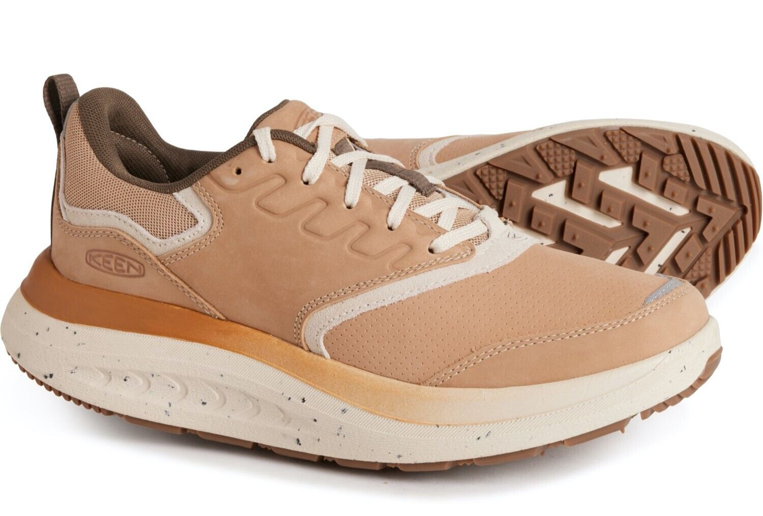 Scarpe casual da donna Keen WK400 in pelle safari kaki marrone marrone riflettenti da passeggio