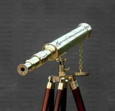 Nautical Vintage With Wooden Tripod Stand 18 Inch Telescope Antique Finish Brass
