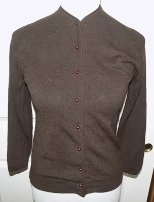 Vintage Brown Orlon Acrylic Sweater Cardigan Hickory House Size 34
