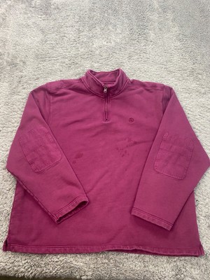 Aigle Jacket Mens 2XL Burgundy 1/4 Zip Mock Neck Elbow Patches Pullover Sweater