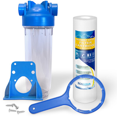 10'' Clear Standard Whole House Water Filter System with 1 Micron Sediment Filter