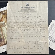 Antique Family Record Deatrick Handwritten Salvation Army Letter Baltimore 1920s