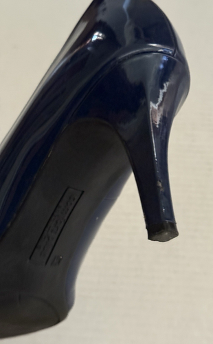 Comfort Plus By Predictions Dark Blue Patent Pumps 3" High Heels Women's Sz 10W - Picture 8 of 15