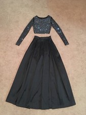 2 Pc Women’s 0 1 2 Small Prom dress - Black Sequined Homecoming Formal Dress S
