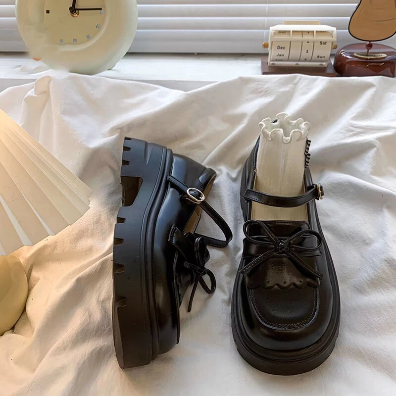 Japanese Lolita Girls Flats Shoes Faux Leather Mary Janes JK Uniform School Shoe - Image 3 of 4