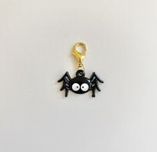 Gold Enamel Cute Spider Charm Zipper Pull/ Keychain Add On Clip
