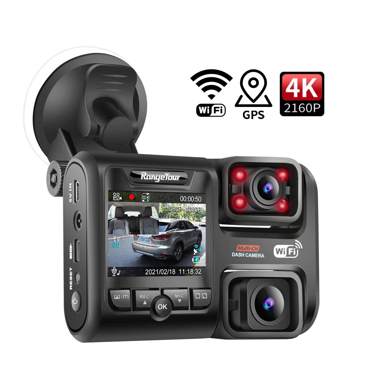4K 2160P Car DVR D30H Dash Excellence Camera night GPS Vision w 1080P Weekly update WiFi