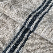 Indigo blue Grain Sack Fabric Linen Feedsack Grainsack stripes Vintage bag hemp
