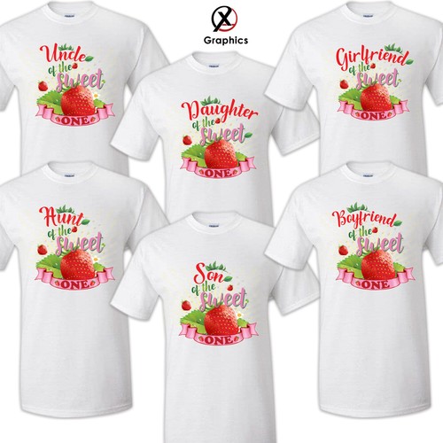 Sweet one strawberry Family T-shirt Birthday Matching shirts Party Celebration - Picture 8 of 11