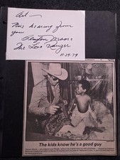 Rare Lone Ranger Clayton Moore Signed Index Card   Television Memorabilia Sign