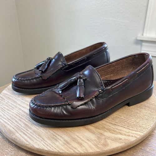 GH Bass Quimby Tassel Loafers Mens 7.5M Burgundy Leather Classic Dress Shoes - Picture 2 of 16