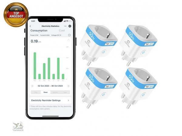 Wlan Steckdose 5Ghz Kompatibel Mit Alexa/Google Home, 16A 4Er Pack-image
