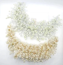 Luxe Pearl Bridal Hair Vine Headpiece, Wedding Pearl Full and Large Head Wreath
